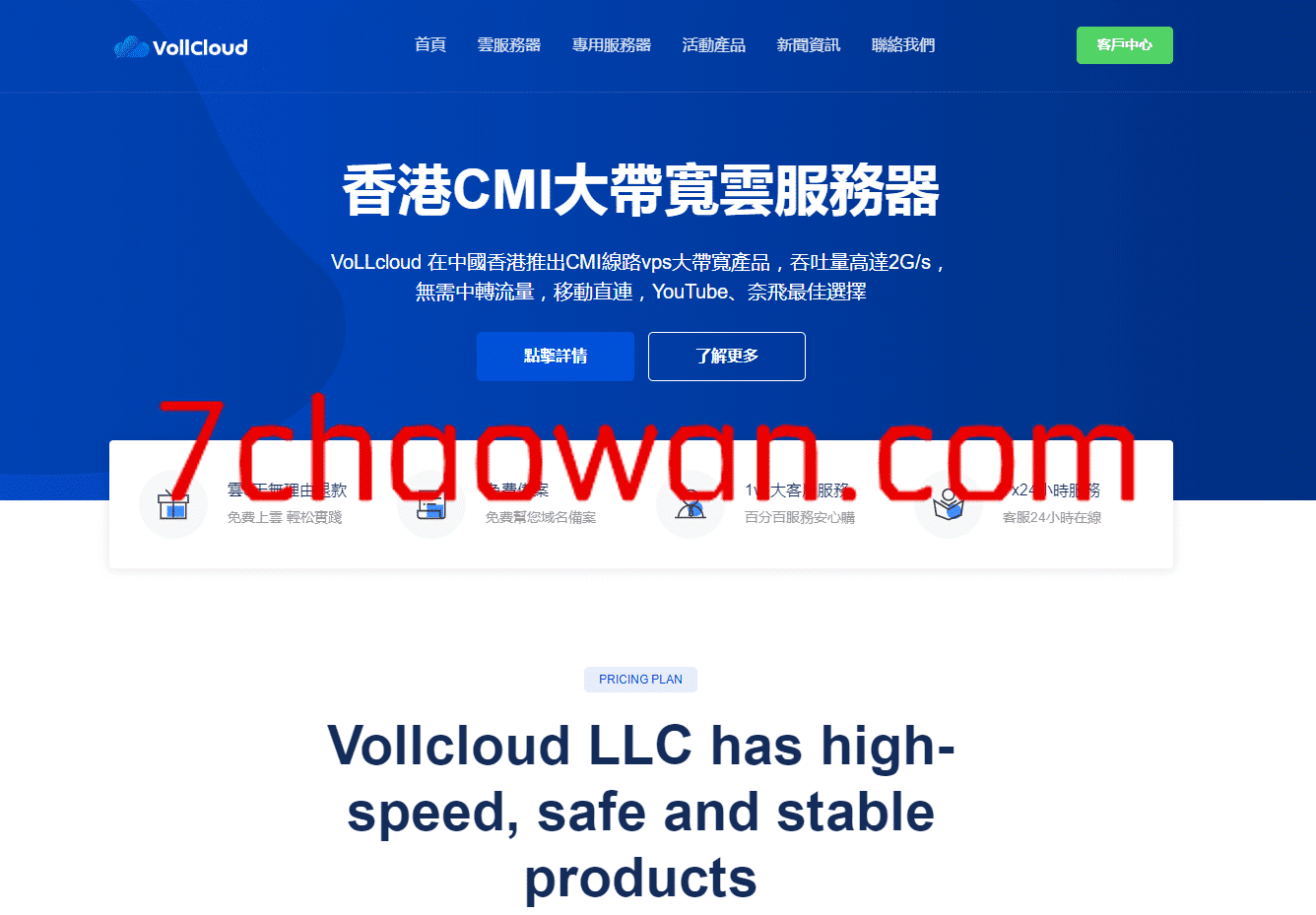 图片[1]-【商家投稿】VoLLcloud香港CMI直连大带宽vps-特别推出-100M/300M不限流量-限量购买-原生IP-解锁流媒体-高峰期稳定-G口冗余-七玩网